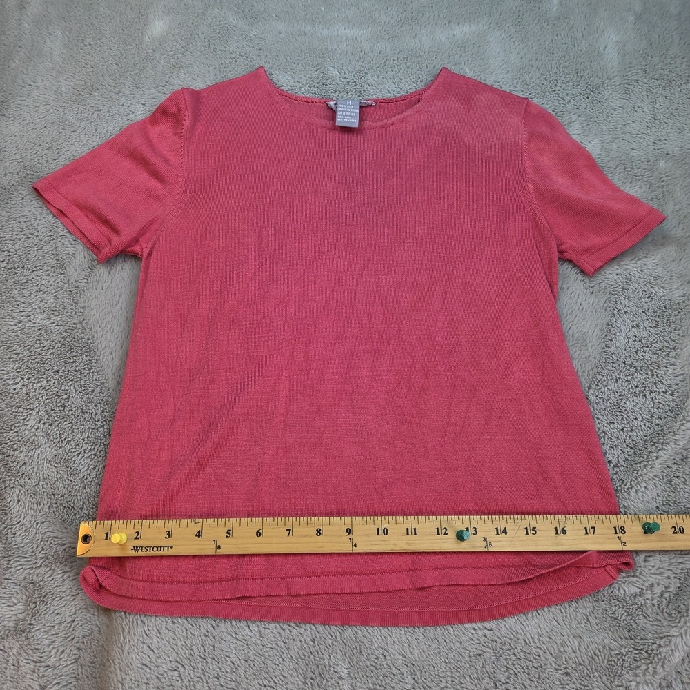 Garfield & Marks Silk Top Womens M Knit Short Sleeve Scallop Trim Coral Pink 80c